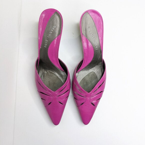 Gianni Bini Kitten Heel Womens 8.5 Bright Purple Slide On Pointy Toe Y2K Shoes - Picture 3 of 7